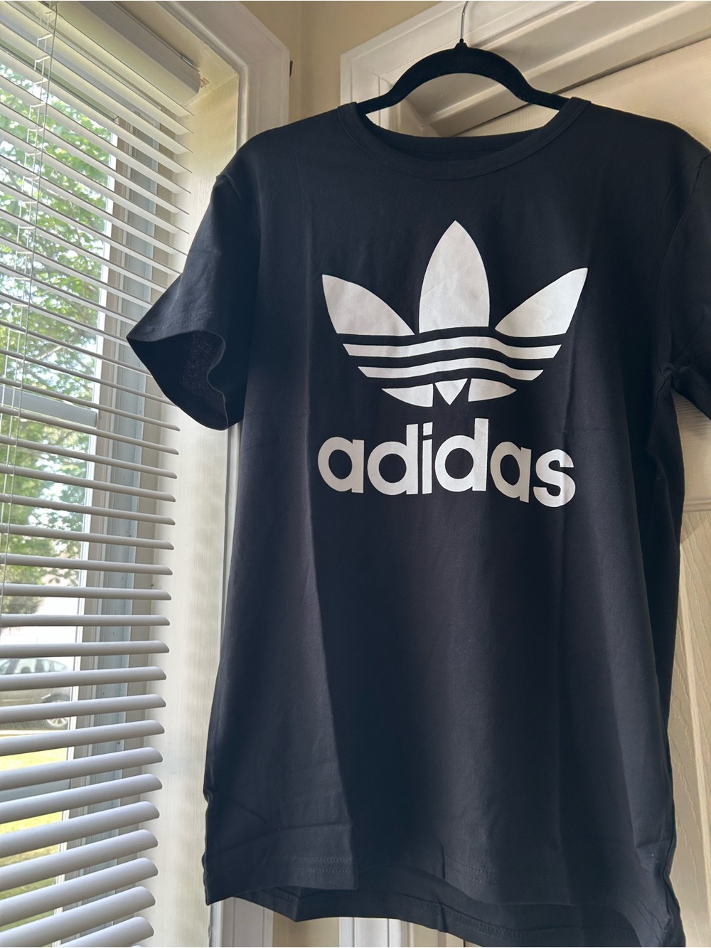 adidas Black Tee with White Trefoil Logo